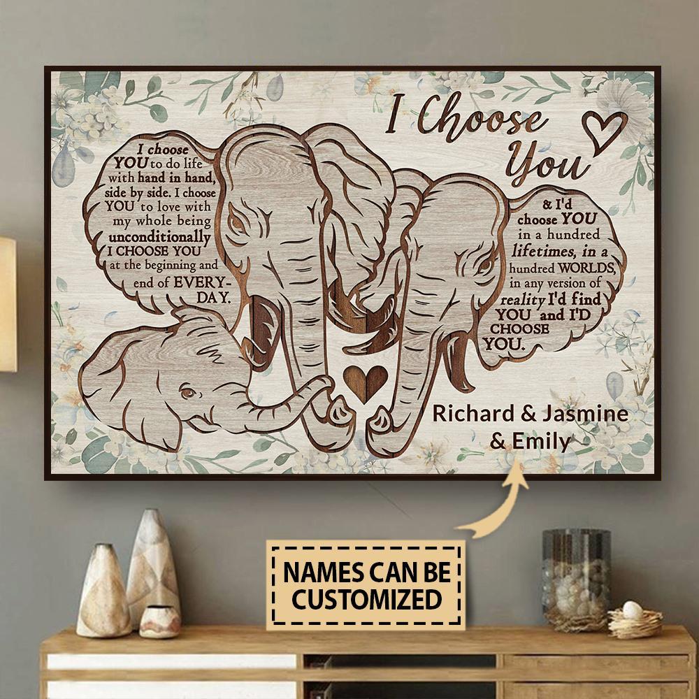 Personalized Canvas, Custom Canvas Prints Elephant Family I Choose You Poster And Canvas, Wall Decor, Wall Art, Canvas Instructure, Wall Art