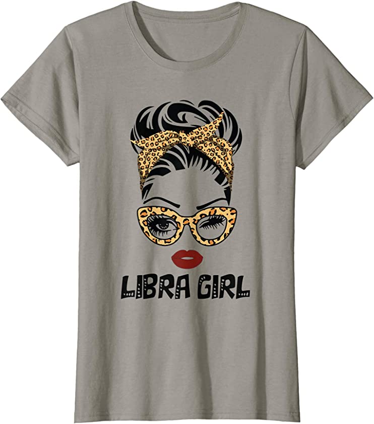 Womens Ki Libra Zodiac Costume Leopard Prints Girl T-Shirt