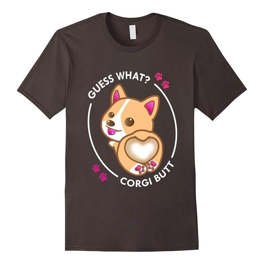Corgi Butt T-Shirt Cute Dog Lovers Paw Prints Heart Shape Men Cotton T-shirt