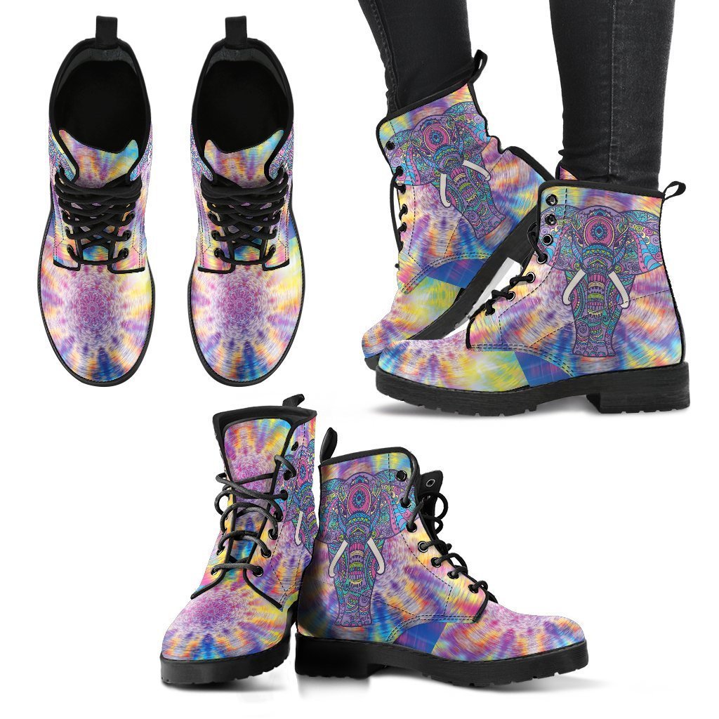 Psychedelic Elephant Women’S Leather Boots Fashion Boots Custom Shoes