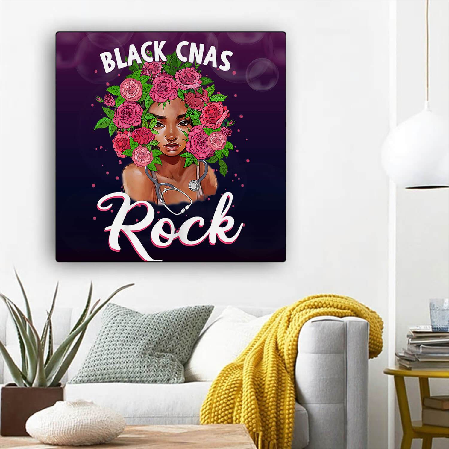 African Canvas Art Cute Black American Woman Modern Black Art Afrocentric Home Decor Ideas BPS28962