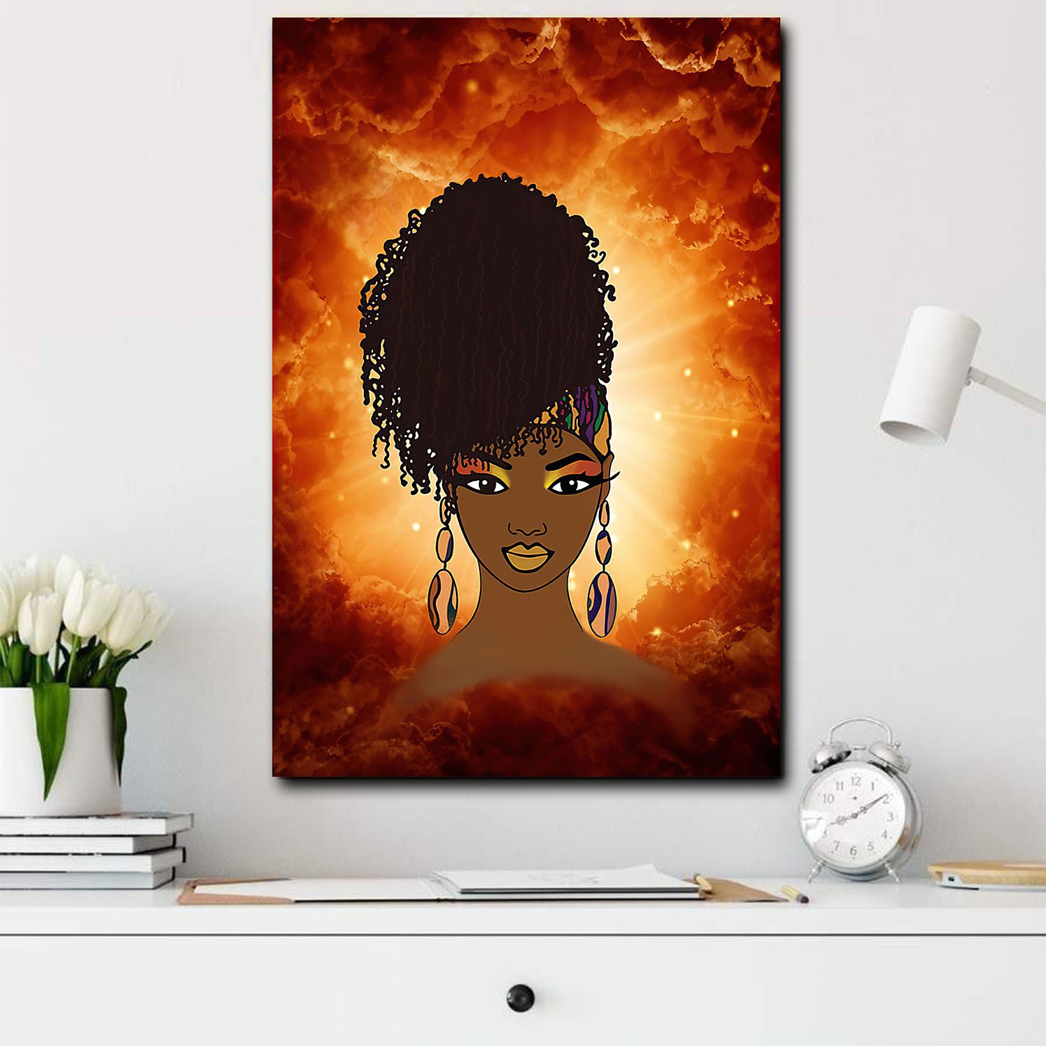 Vintage Africa Canvass Black Girl African Home Decor