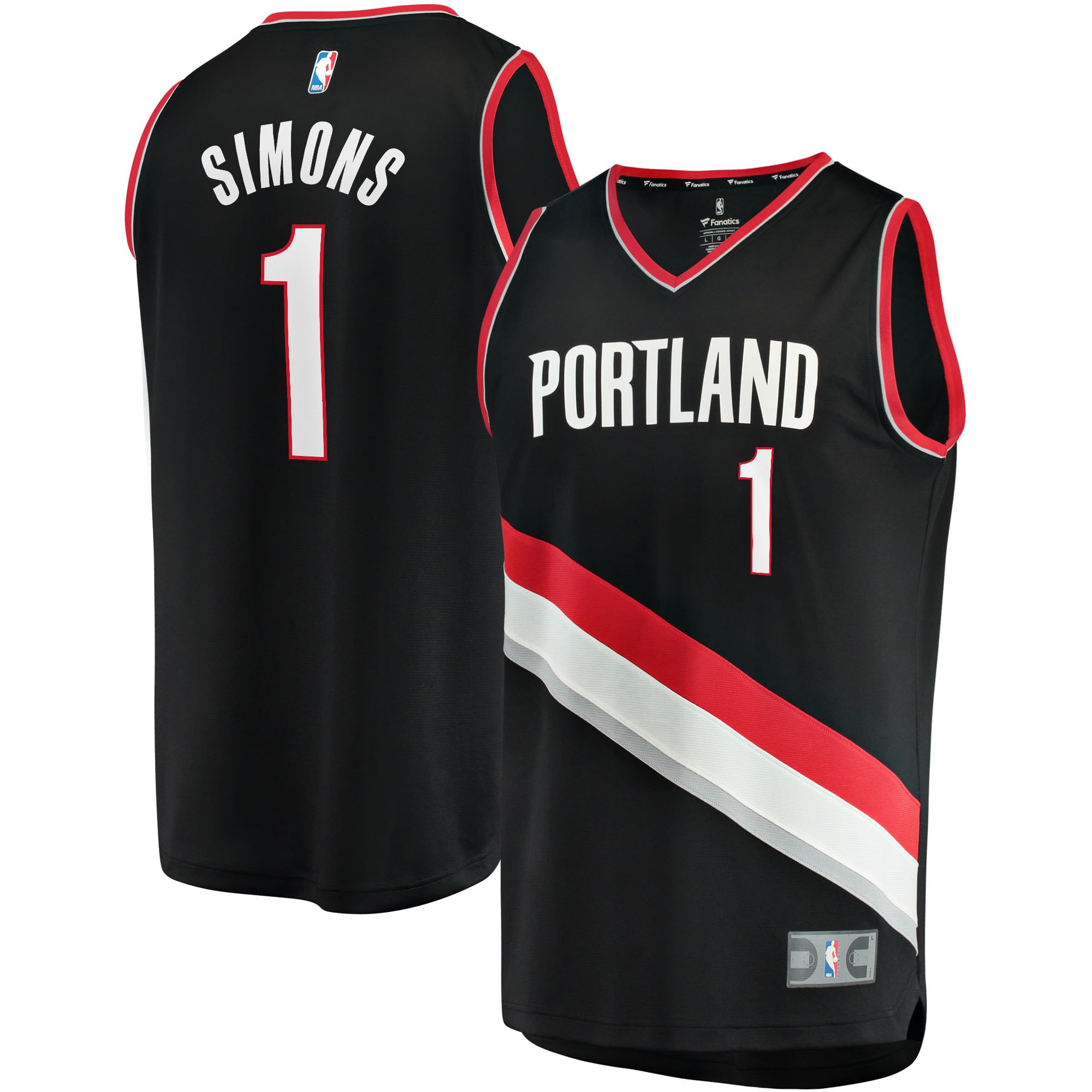 Anfernee Simons Portland Trail Blazers Fanatics Branded 2021/22 Fast Break Replica Jersey – Icon Edition – Black NBA