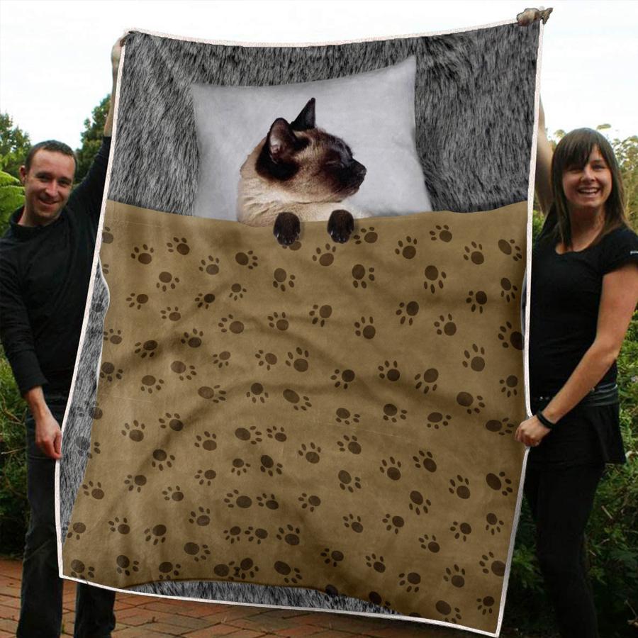 Siamese Sleeping Kitten Design Cat Print Blanket Cats Gifts Painting