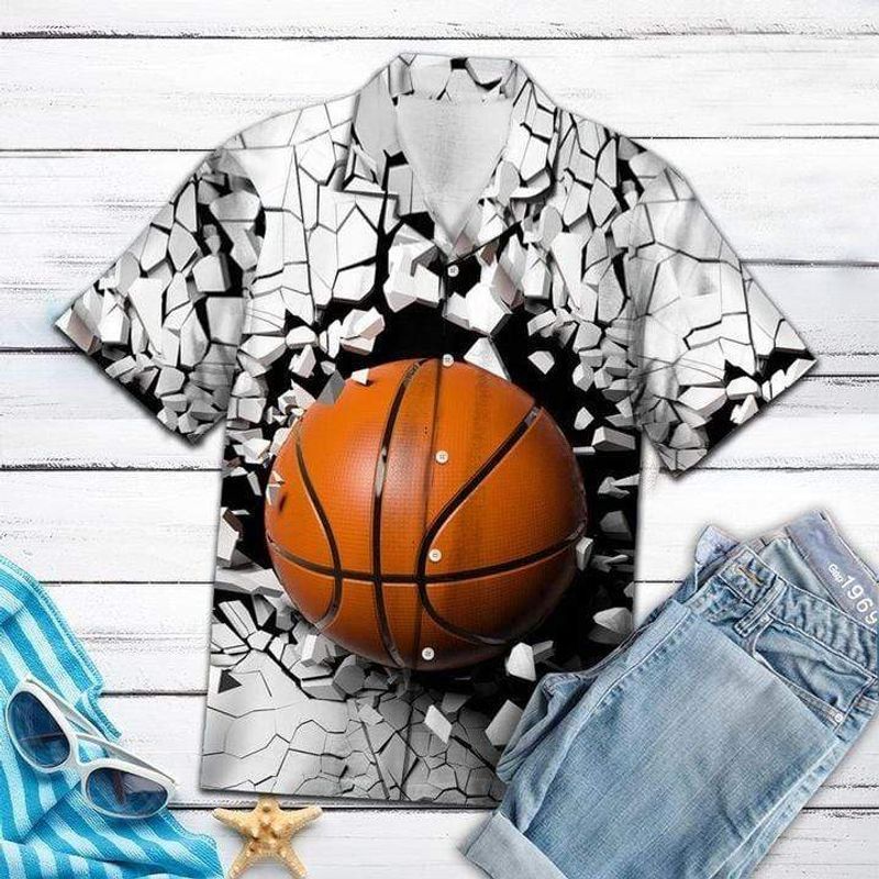 Basketball Broken Wall Short Sleeve Hawaiian Shirt Unisex Size S-5Xl