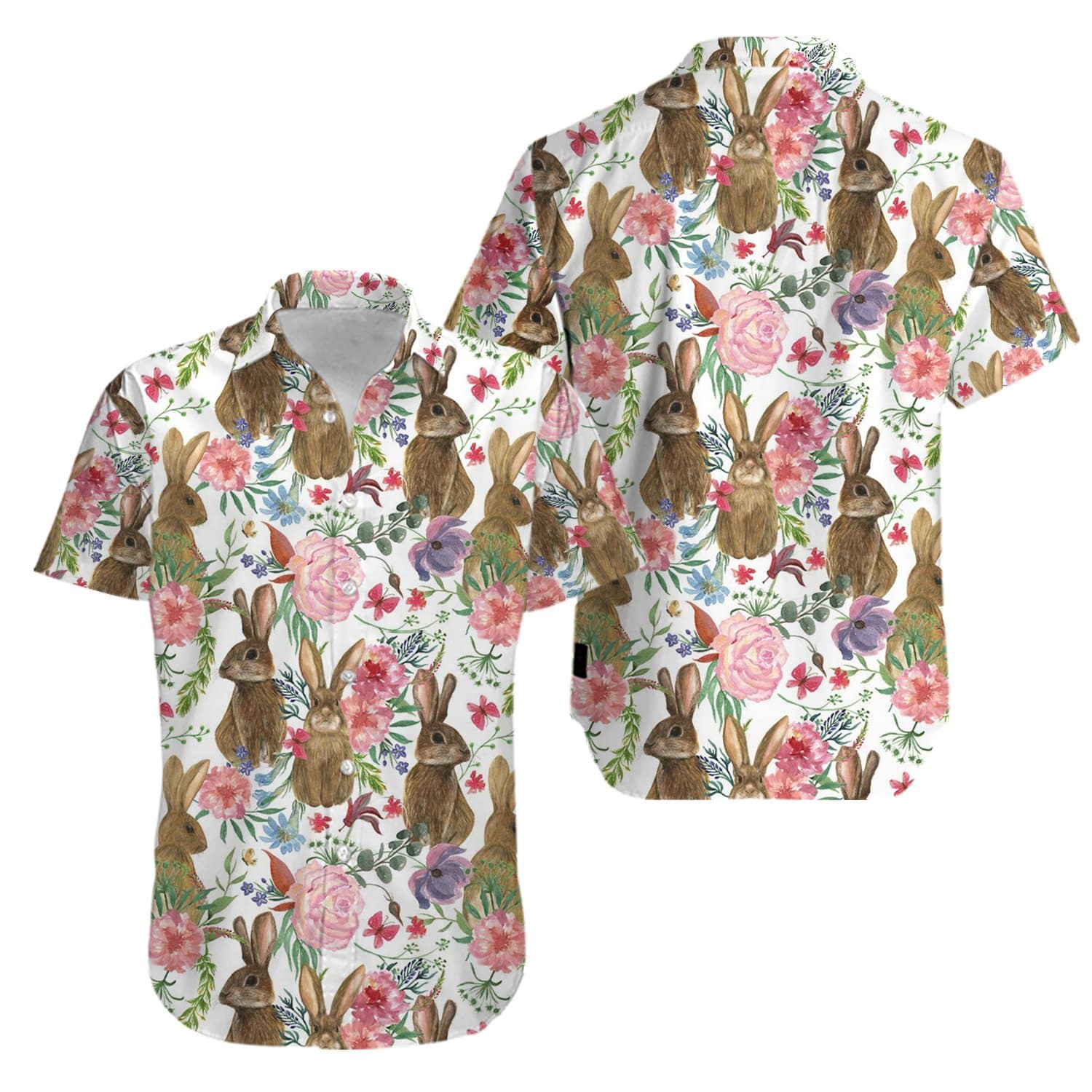 Bunny Flower Happy Easter Day Hawaiian Shirt | For Men & Women | Hl2053