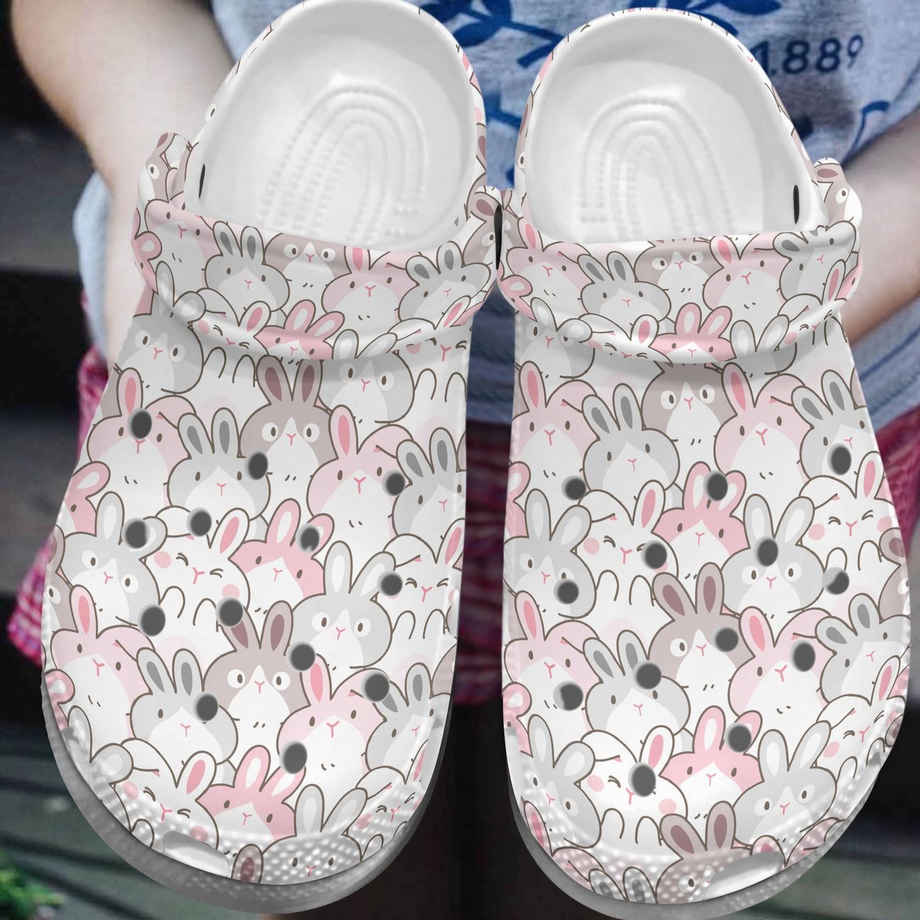 Rabbit Personalized Clog, Custom Name, Text, Color, Number Fashion Style For Women, Men, Kid, Print 3D Pinky Rabbits