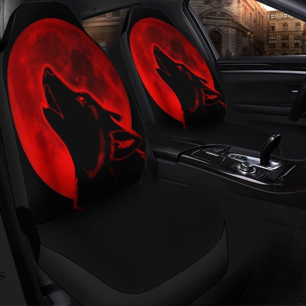 Red Moon Wolf Animal Car Seat Cover