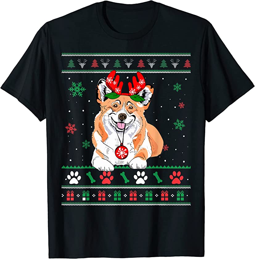 Ugly Christmas Corgi Reindeer Ornaments Dog Lovers Pajama T-Shirt