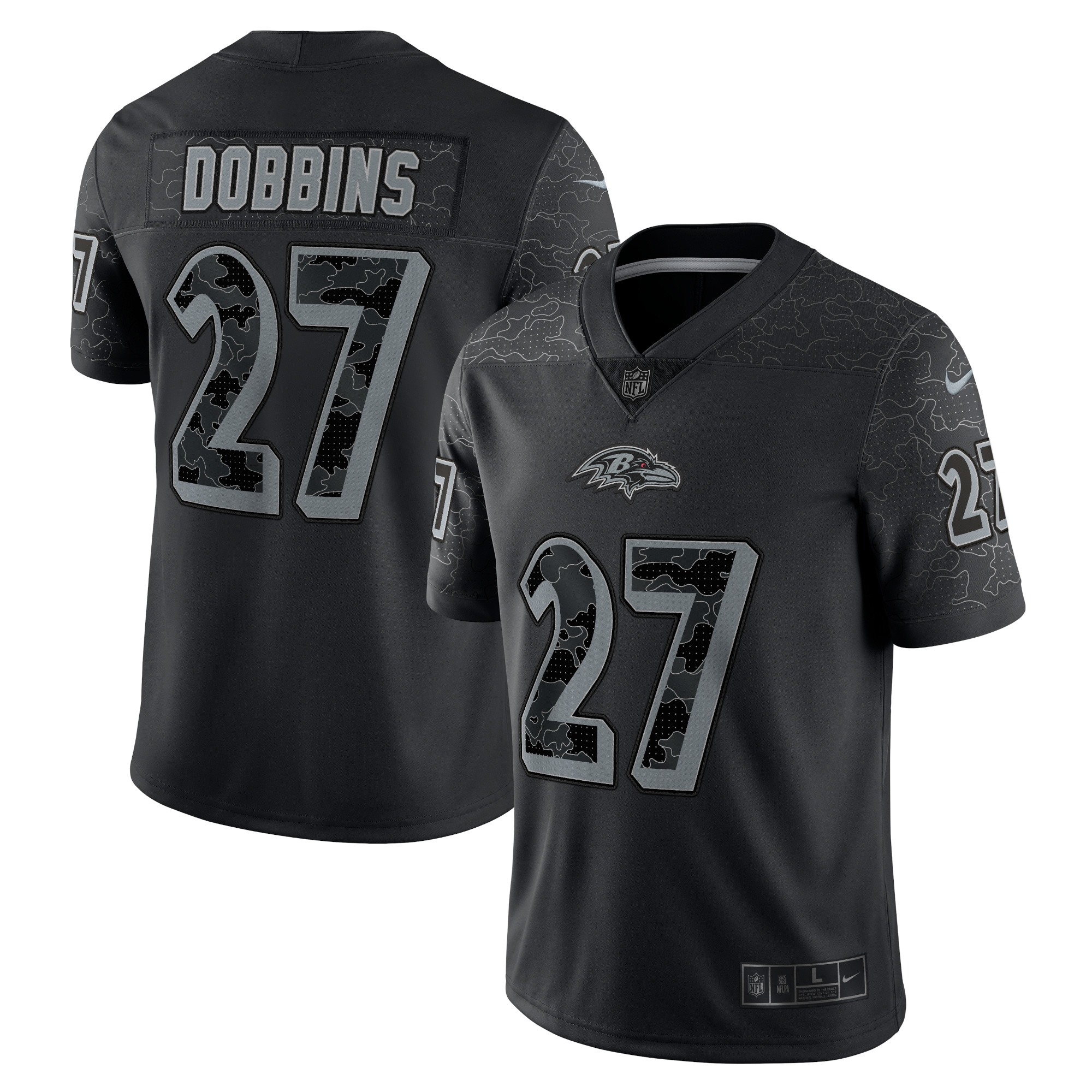 Men’s Baltimore Ravens J.K. Dobbins Black RFLCTV Limited Jersey