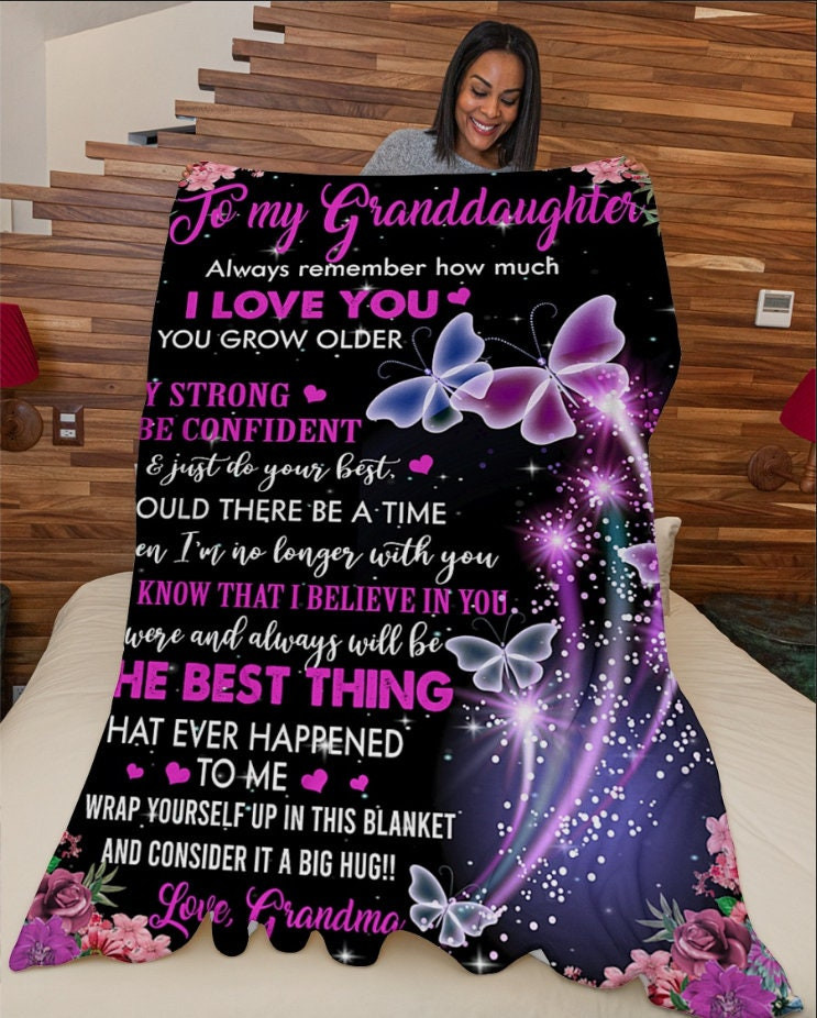 To My Daughter Butterfly Sherpa Blanket Gift For Daughter Christmas Blanket Grandma To Daughter Blanket Christmas Gift Custom Blanket