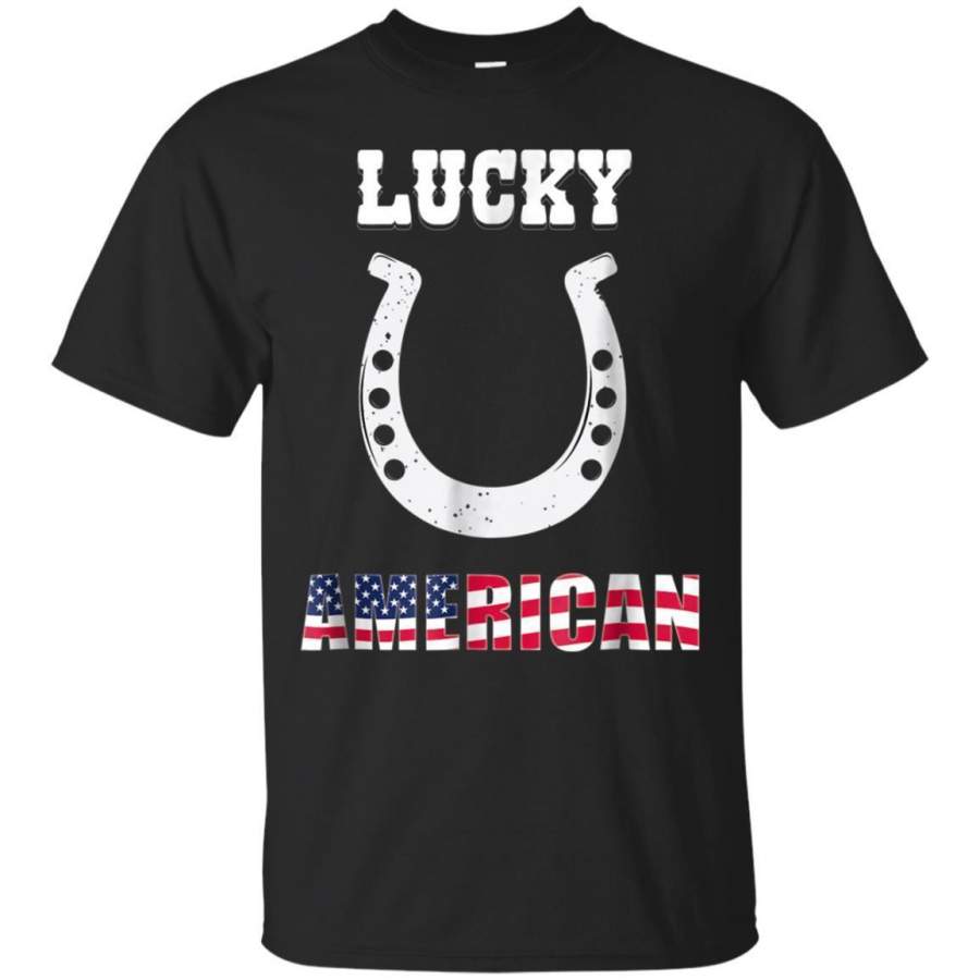 AGR Lucky American Horse Shoe Flag Patriotic Tshirt Jaq T-shirt