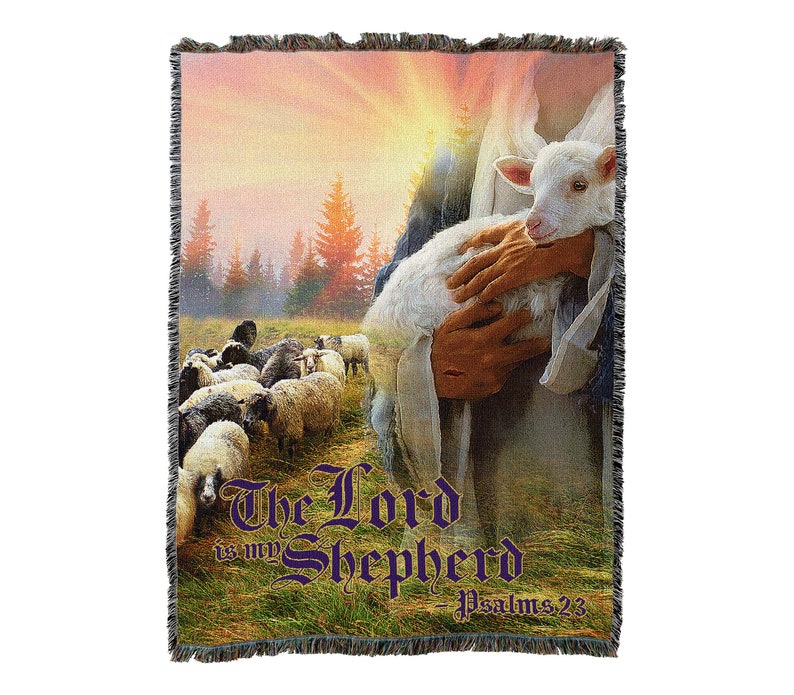 The Lord Is My Shepherd  Scriptures Psalm 23  Vintage Retro Style Couch Sofa Blanket,  Woven Throw Blanket Home Decor