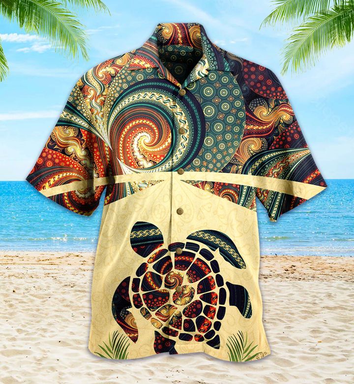 Fractal Turtle Brown Hawaii Shirt Ha72642