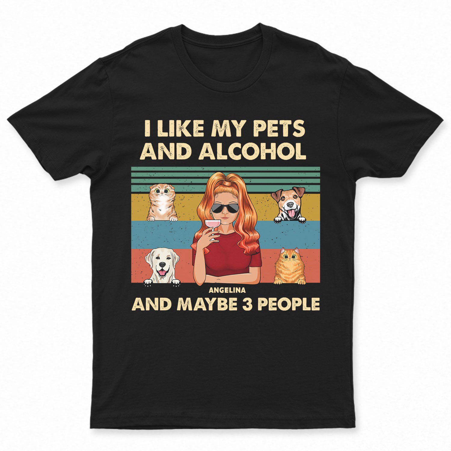 Pet Lovers I Like Dogs & Maybe 3 People – Personalized Custom T Shirt