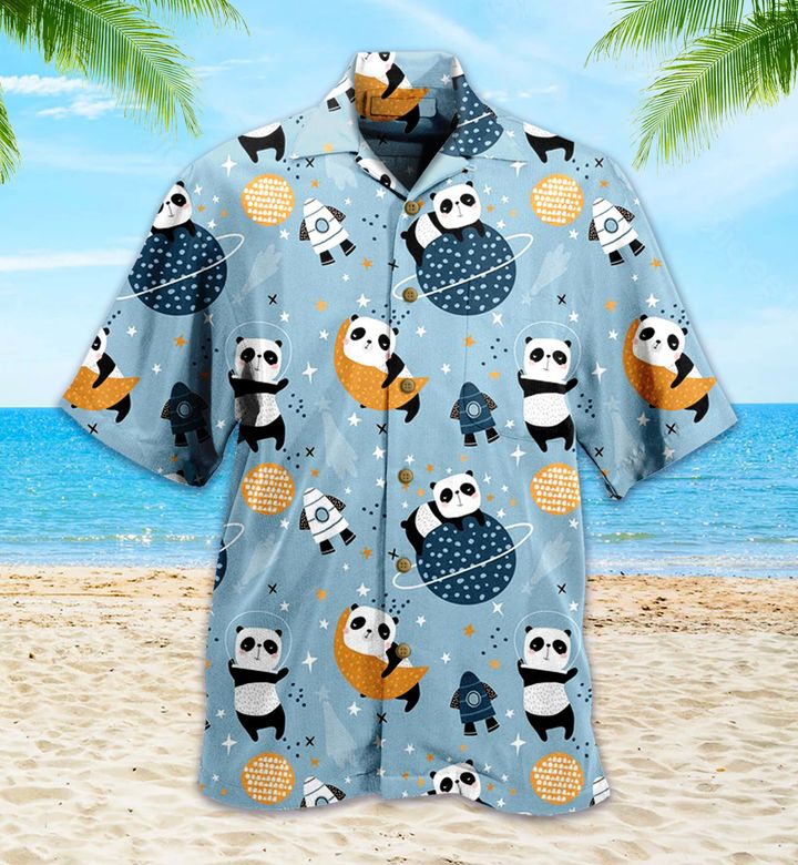 Panda In Space Pattern 3D Hawaiian Shirt