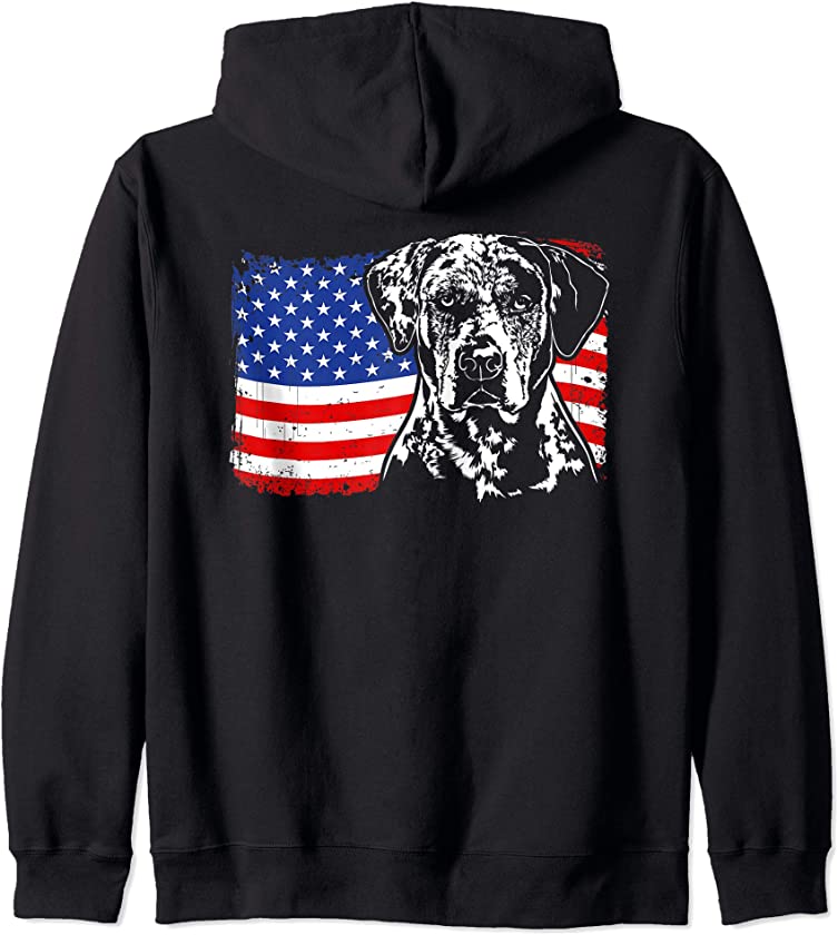 Proud Catahoula Leopard Dog American Flag patriotic dog gift Zip Hoodie