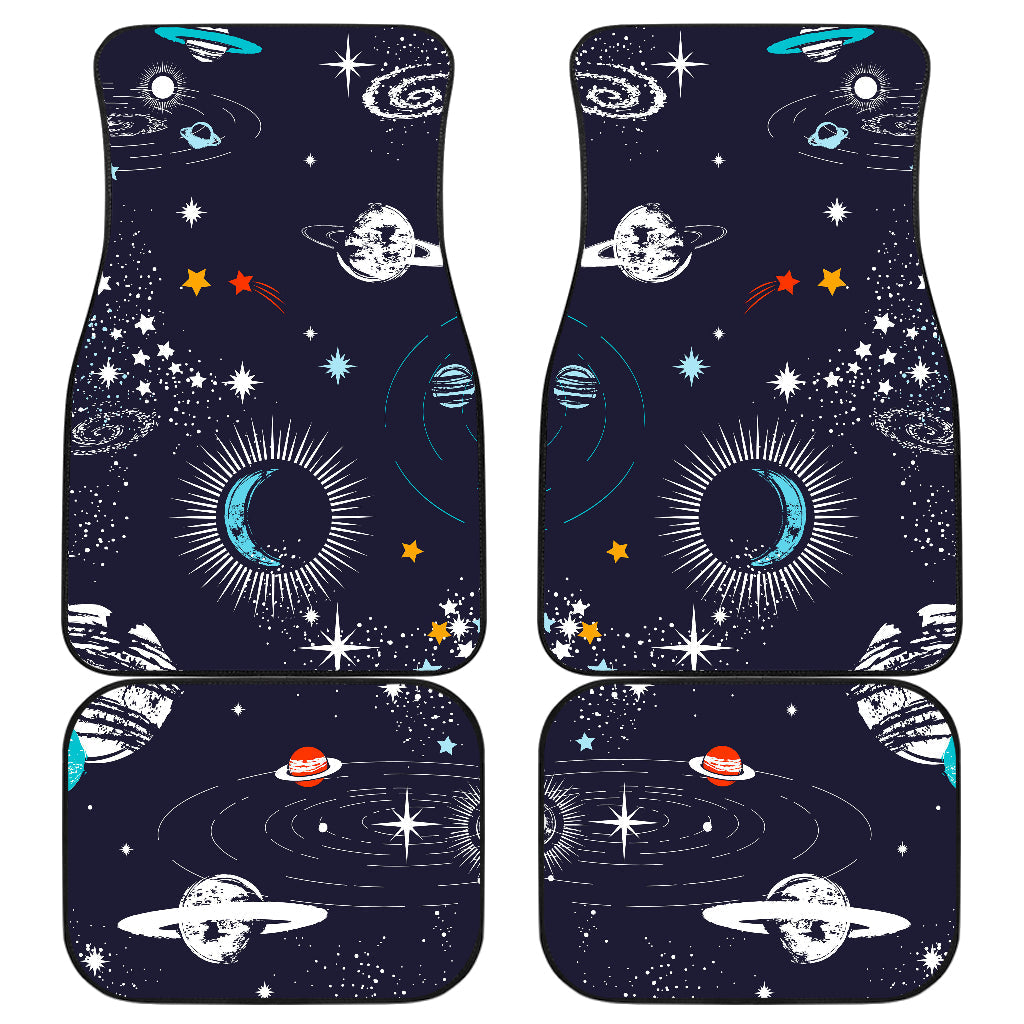 Universe Galaxy Outer Space Print Front And Back Car Floor Mats, Front Car Mat