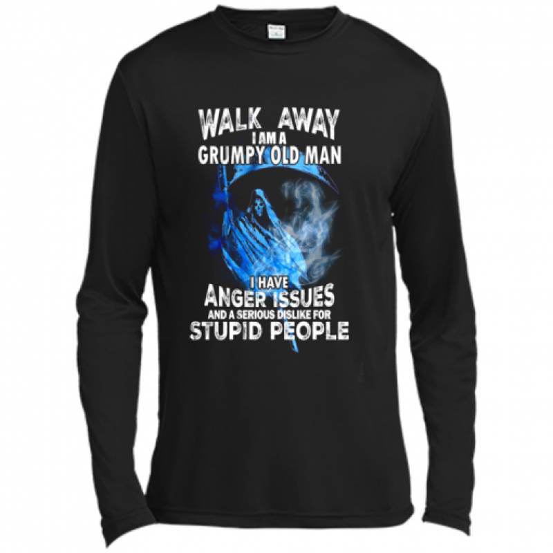 Walk Away I Am A Grumpy Old Man I Have Anger Issues Grim Reaper Version – Canvas Long Sleeve T-Shirt