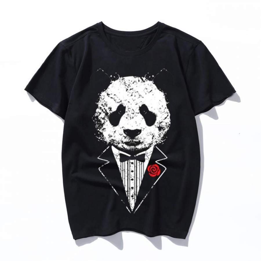 tuxedo panda v ii Summer Casual Cartoon Funny Vintage Short Sleeve Women men Tees Loose Large Size Couple Harajuku T-Shirt