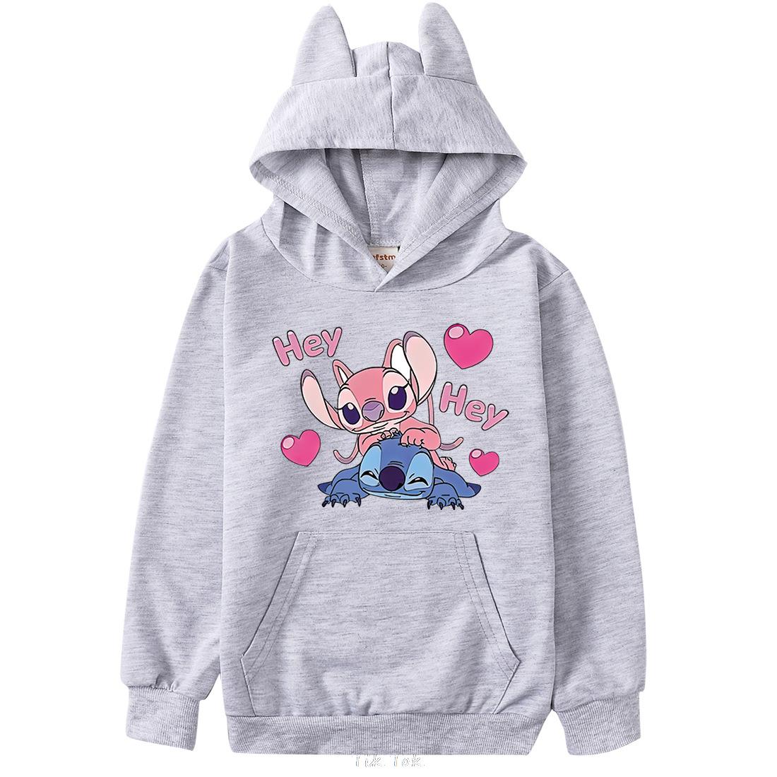 Stitch Cartoon Hoodie Autumn Unisex Hooded Long Sleeve Sports Sweater Streetwear Women Kawaii Clothing Aesthetic alx