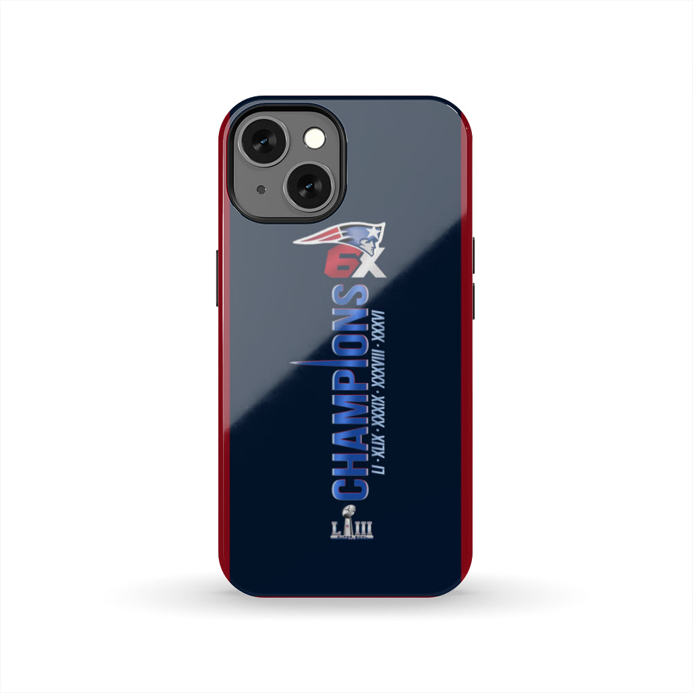 New England Patriots 6X Champions Tough Phone Case Iphone 13 Mini/Pro/Pro Max/12/11/Galaxy All Models