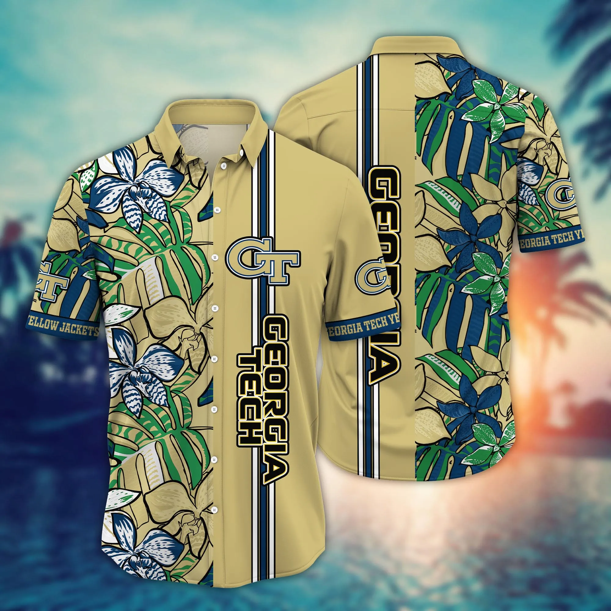 Georgia Tech Yellow Jackets NCCA Hawaiian Shirt Tropical Aloha Shirt