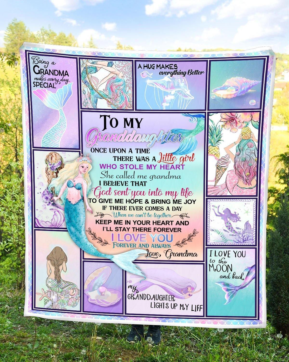 To My Granddaughter Princess Mermaid  – Gift For Teens Girls Home Decor Gift For Family – Sherpa Blanket Fleece Blanket