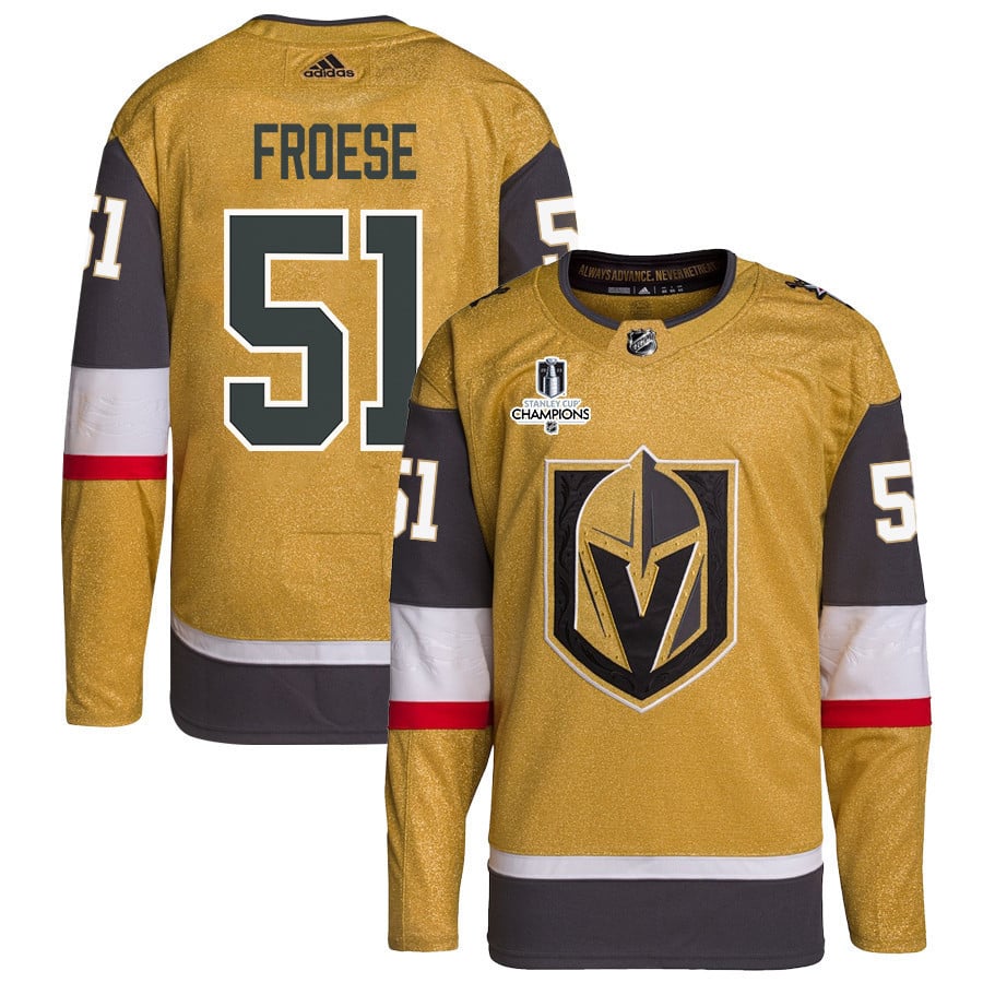 Byron Froese 51 Vegas Golden Knights Stanley Cup 2023 Champions Patch Home Breakaway Men Jersey – Gold