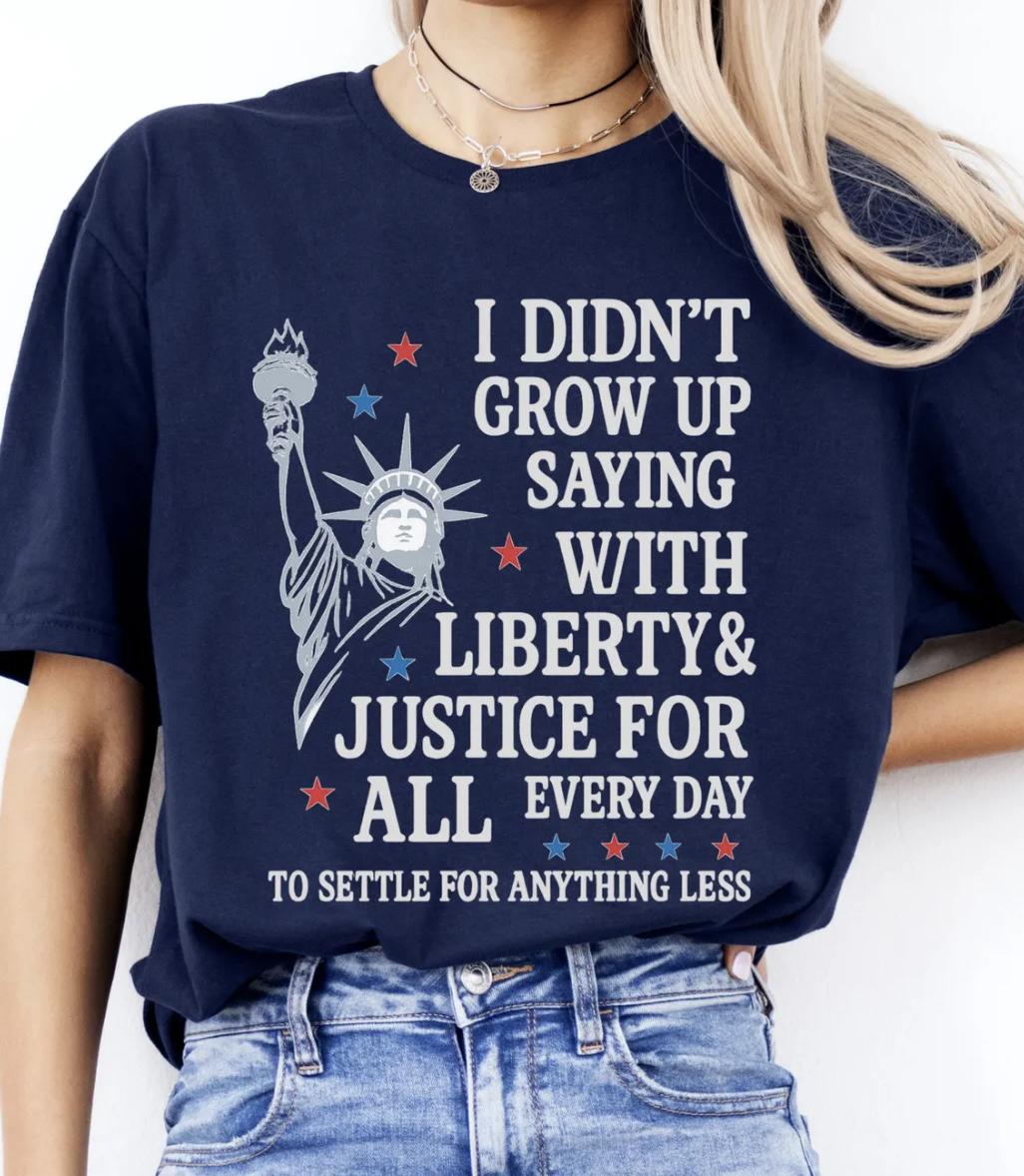 Patriotic T-Shirt, Liberty and Justice For All Shirt, 4th of July Shirt, Statue of Liberty Tee, American Pride Shirt, USA Independence Day Gifts