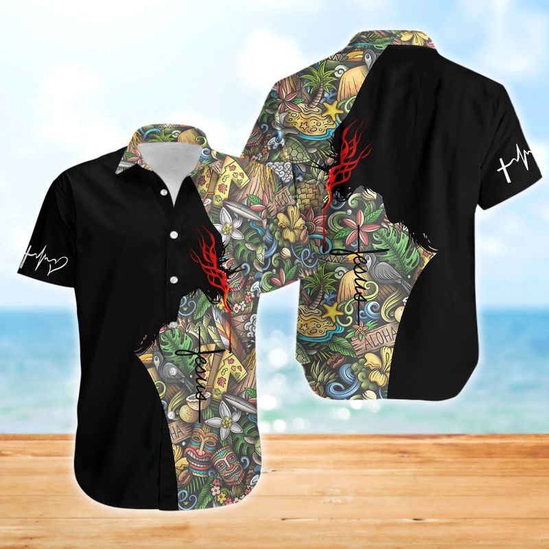 Unifinz Jesus Hawaii Shirt Silhouette Hawaii Pattern Aloha 2022 Ha85865