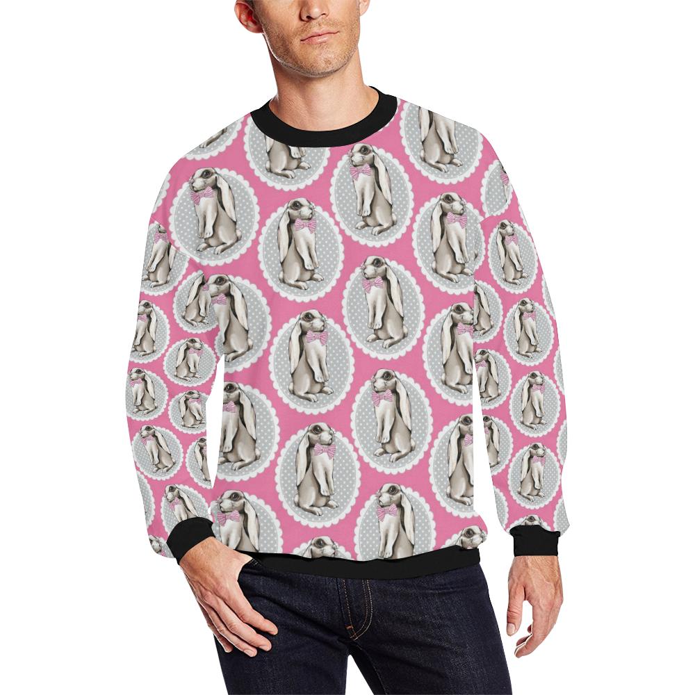 Rabbit Pattern Print Design Rb019 Men Long Sleeve Sweatshirt