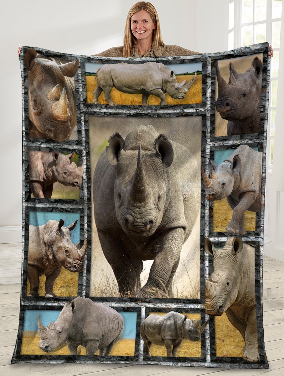 3D Rhino Wild Animals Ultra Soft Cozy Plush Fleece Blanket