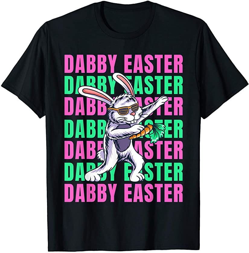 Boys Dabbing Happy Easter Day Rabbit Girls Kids T-Shirt