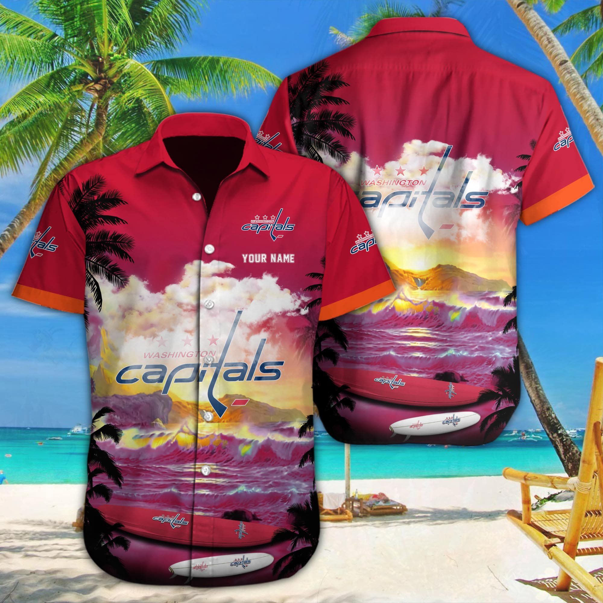 Custom Hawaiian Reverie With Washington Capitals Spirit