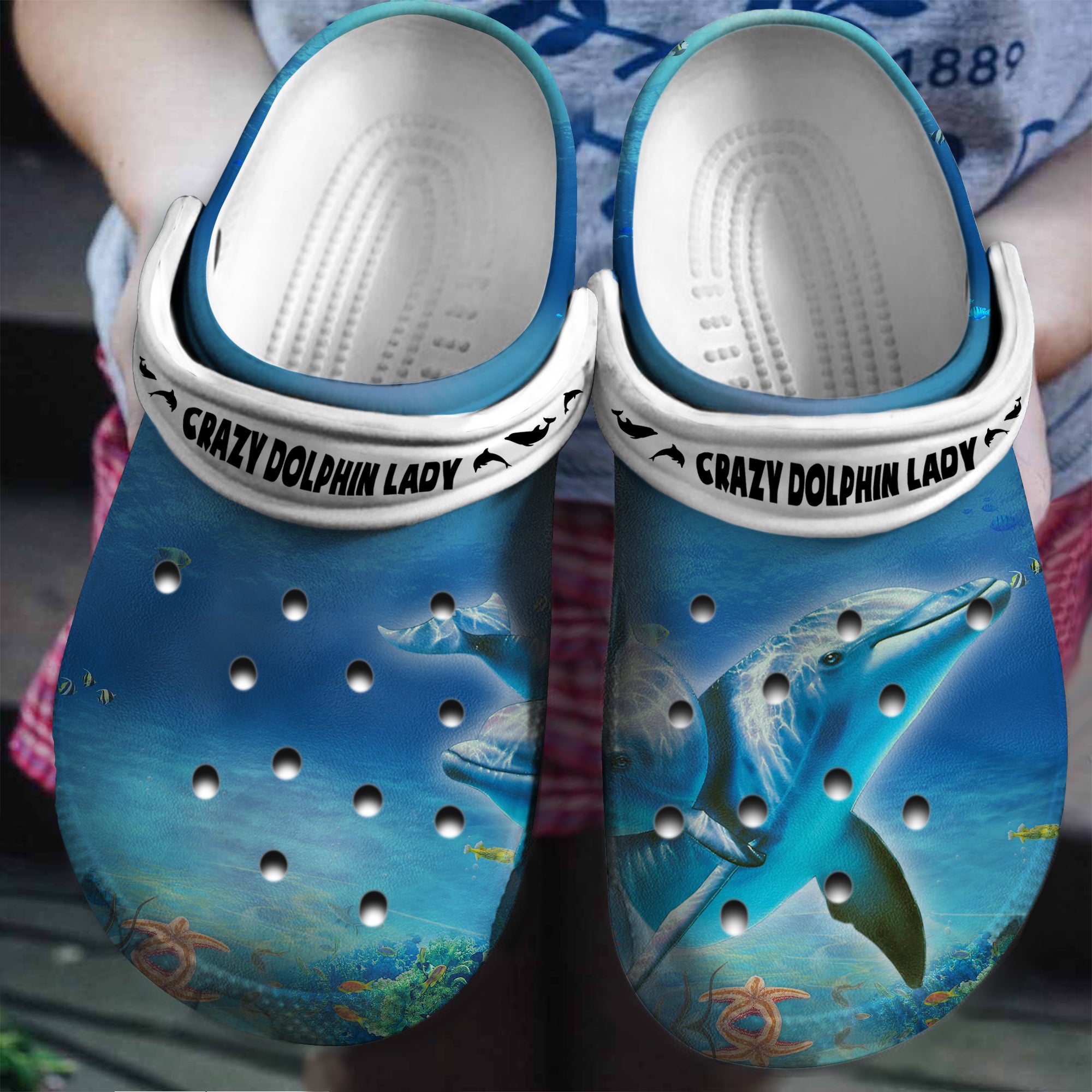 Crazy Dolphin Lady Clogs Shoes, Gift For Dolphin Lovers