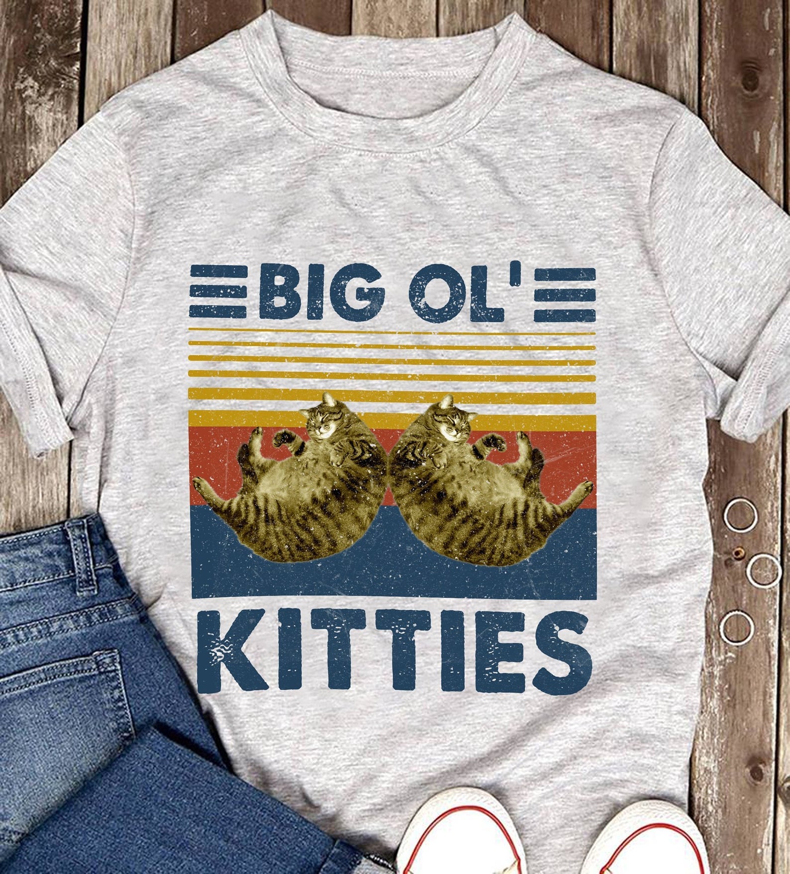 Big Ol Kitties Funny Vintage Cat T-shirt