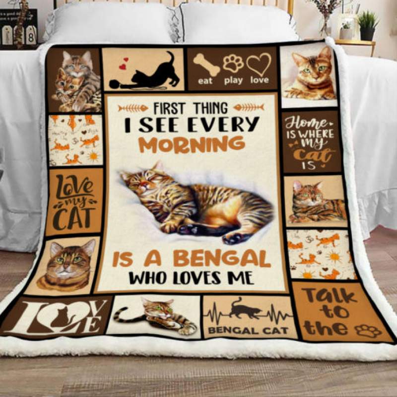 Bengal Cat Sherpa Blanket JR2003 95O47