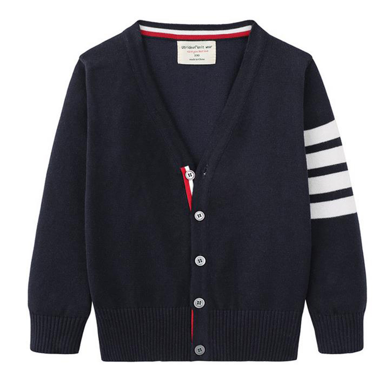 Baby Boys Girls Stripe Sweaters Toddler V-Neck Jumper Knitwear Long Sleeve Cotton Cardigans Children Clothes Kids Sweater Coat alx