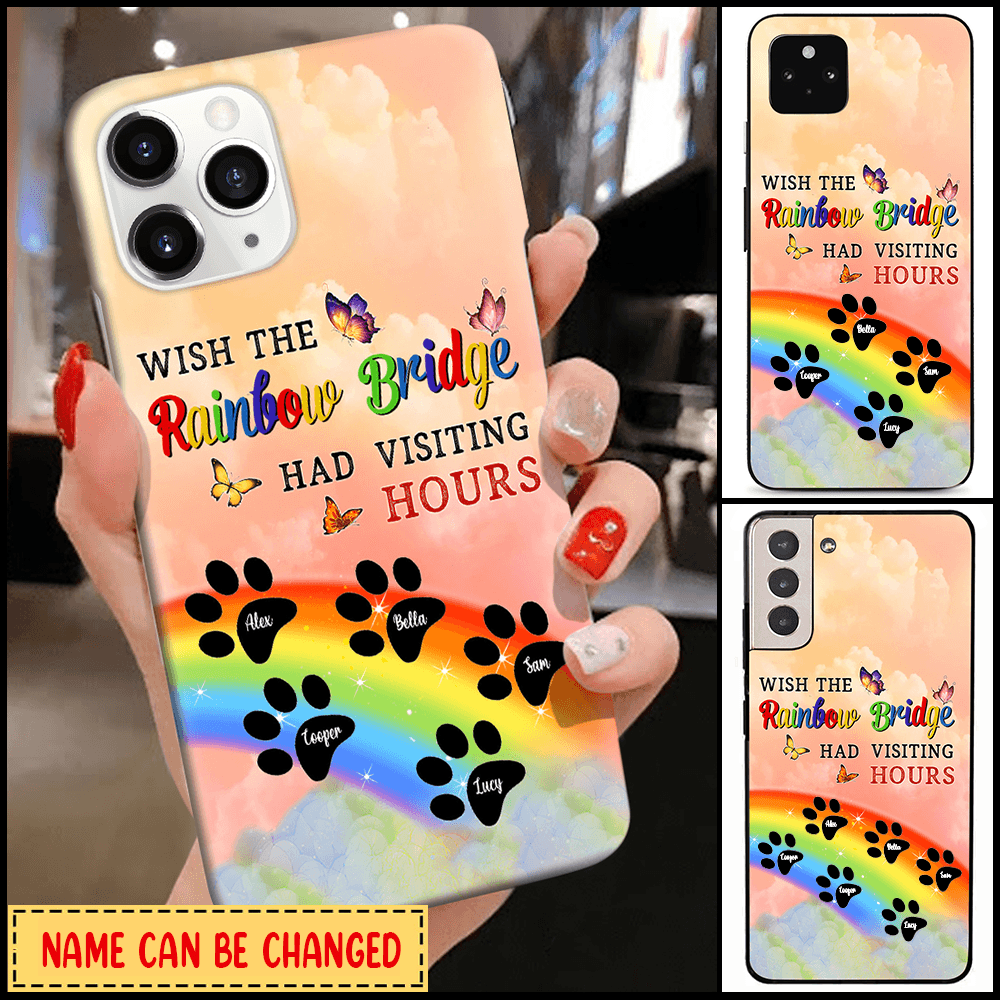 Personalized Memorial Dog Phone Case Puppy Rainbow Bridge Phone Case, Paw Remembering Dog Lovers