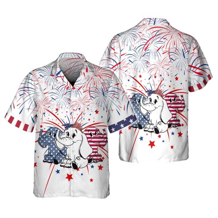 Independence Day Elephant 3D Hawaiian Shirt