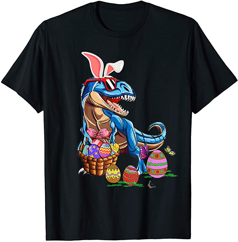 Easter Basket Bunny Dinosaur Shirt Egg T Rex Kids Boys T-Shirt