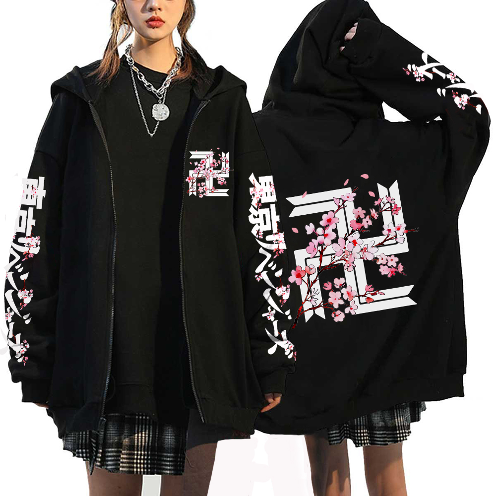 Anime Tokyo Revengers Print Jackets Harajuku Streetwear Hoodies Women Zip Up Sweatshirts Casual Coats Zipper Unisex Tops alx