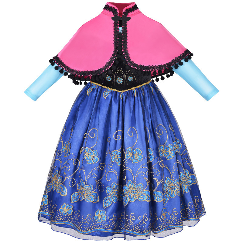 Anna Dress For Girl Kids Princess Dress Up Frock Snow Queen 2 Girls Anna Elsa Dress Children Carnaval Halloween Cosplay Costumes alx