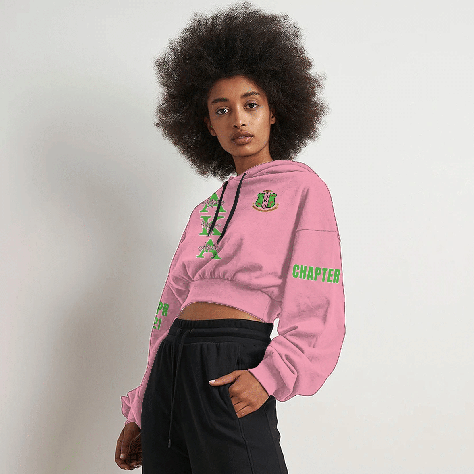 Wonder Print Hoodie – Personalized Alpha Kappa Alpha Pink Croptop Hoodie