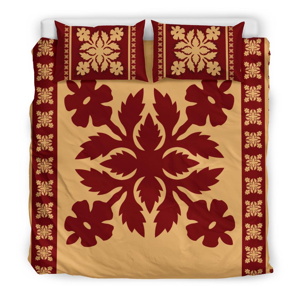 Hawaiian Quilt Pattern Hibiscus Flower Bedding Set Gearnoble