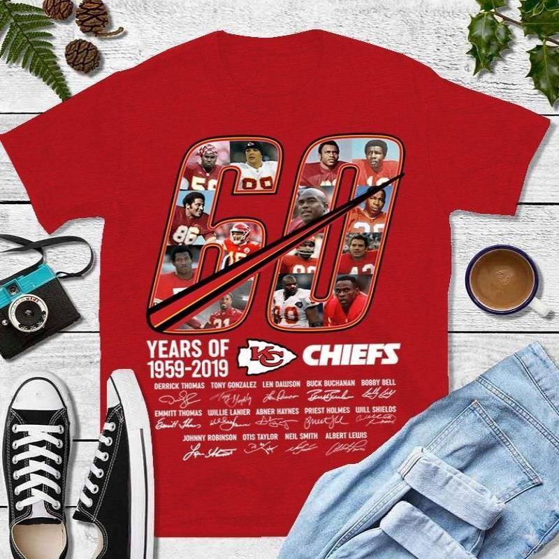 60 years of kansas city chiefs 1959 2019 all players signatures t shirt