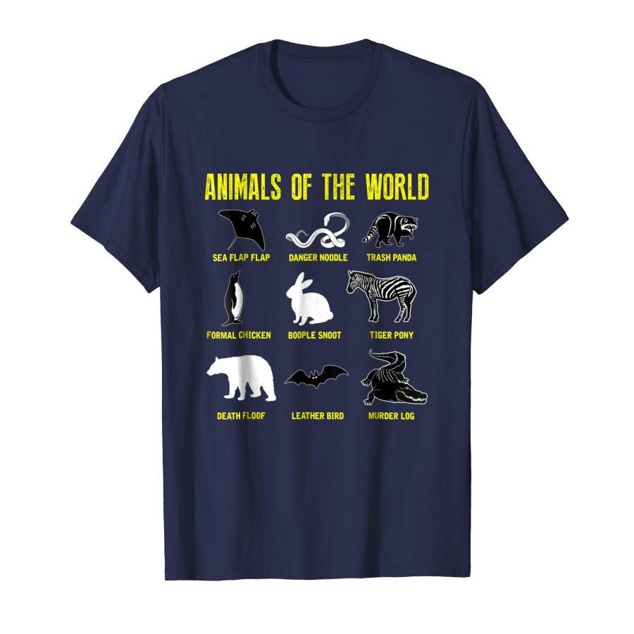 Animals Of The World Funny Humor Vintage Gift T-Shirt