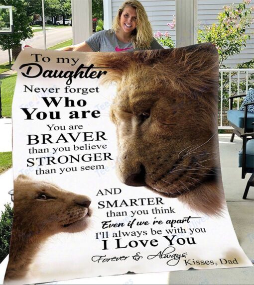 To My Daughter Lion I Love You Kisses Dad Soft Cozy Lightweight Premium Blanket