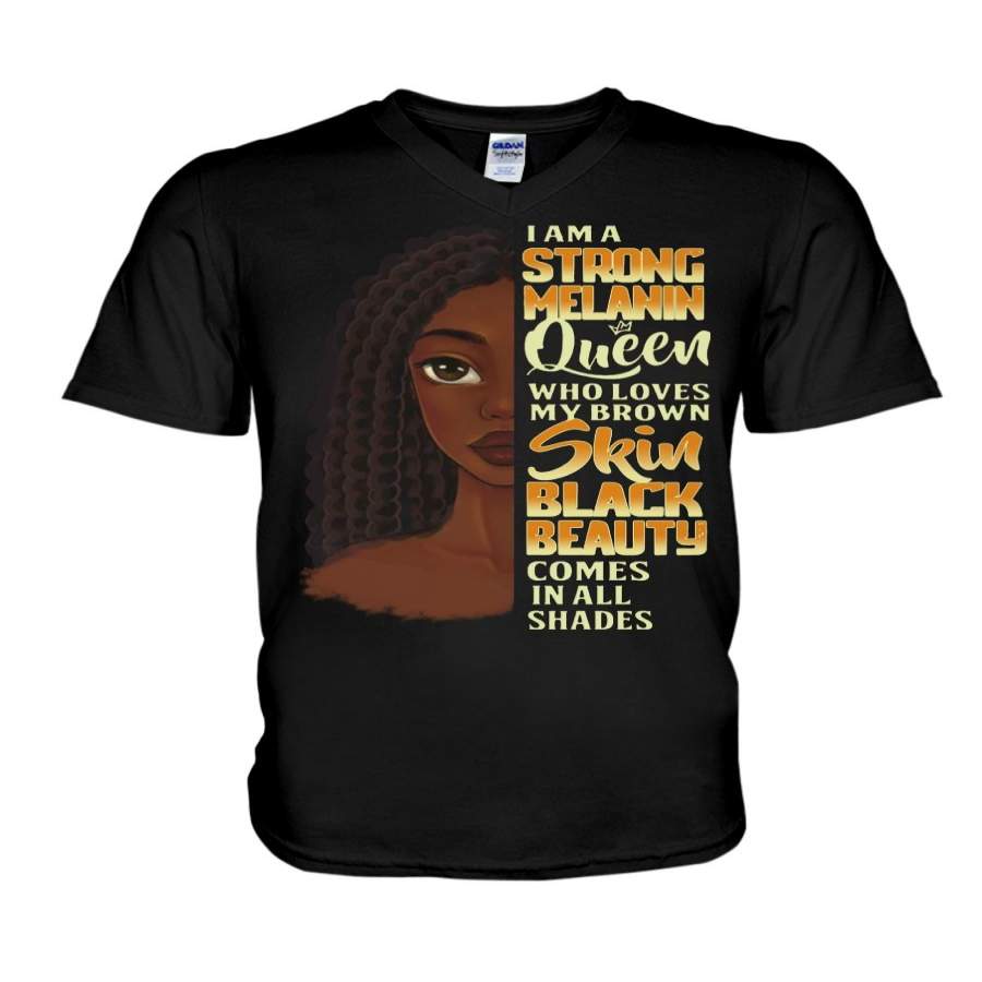 I Am A Strong Melanin Queen Black Queen Guys V-Neck